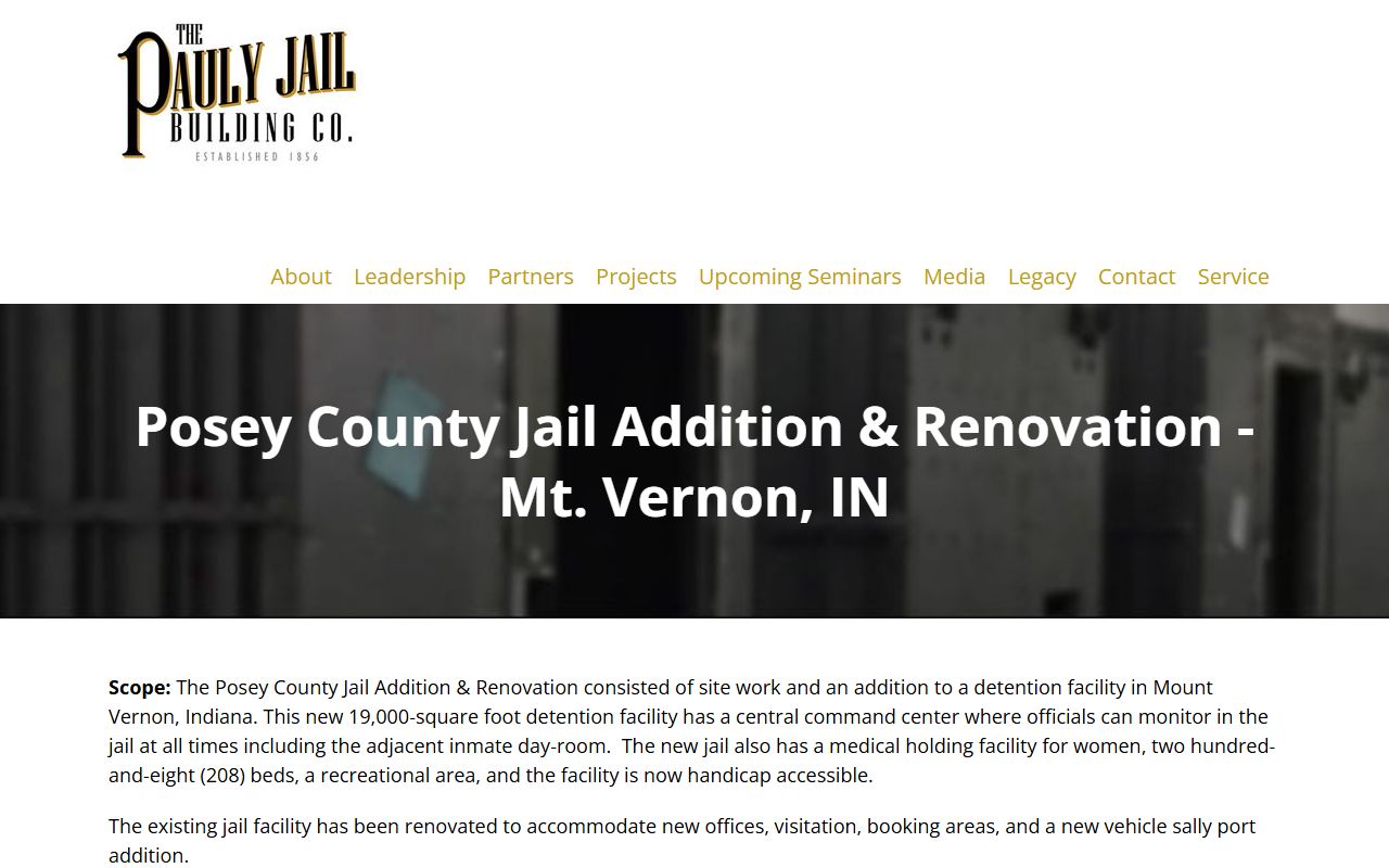 Posey County Jail Confinement Center project page for facility and inmate population context